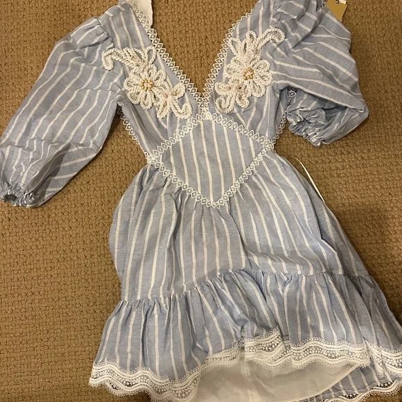 PatBO Blue and White Striped Mini Dress - Picture 2 of 3